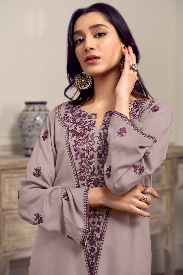 Pakistani Tunic Style Lavender Color Salwar Kameez With Heavy Dupatta Work 2