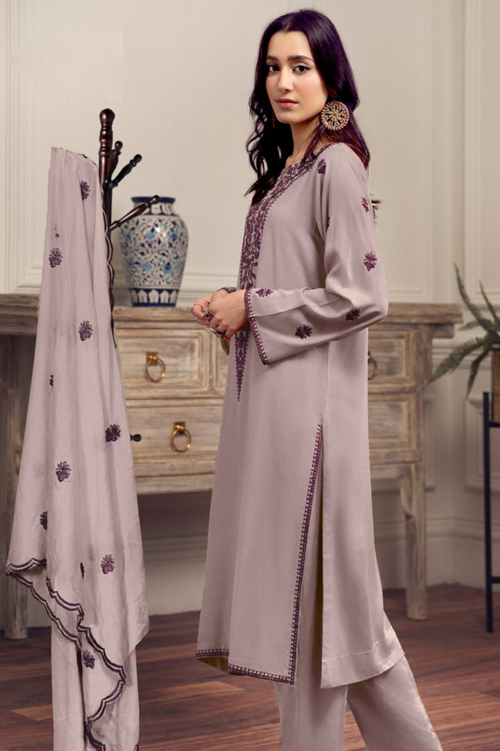Pakistani Tunic Style Lavender Color Salwar Kameez With Heavy Dupatta Work 4