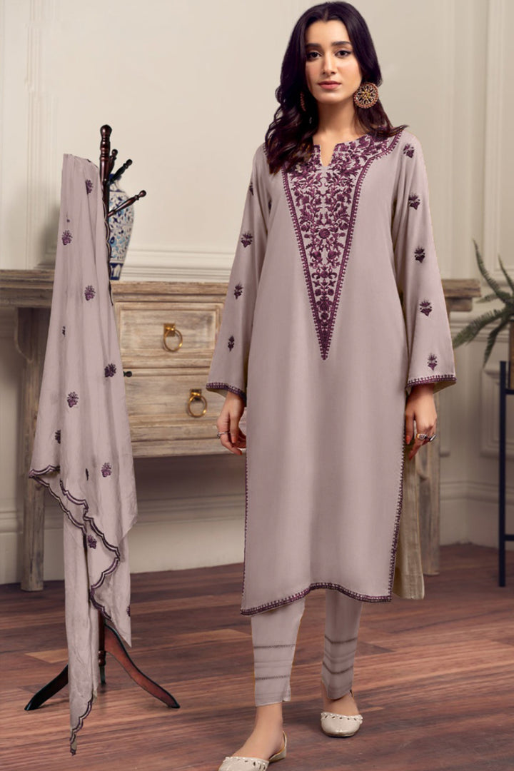 Pakistani Tunic Style Lavender Color Salwar Kameez With Heavy Dupatta Work 5