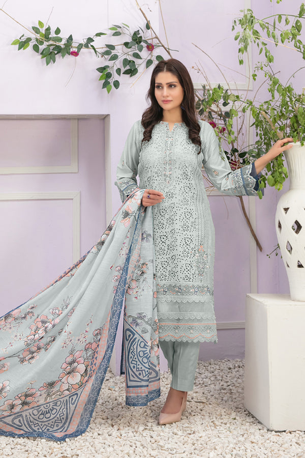 Party Wear Grey Color Pakistani Salwar Kameez With Digital Printed Dupatta-4