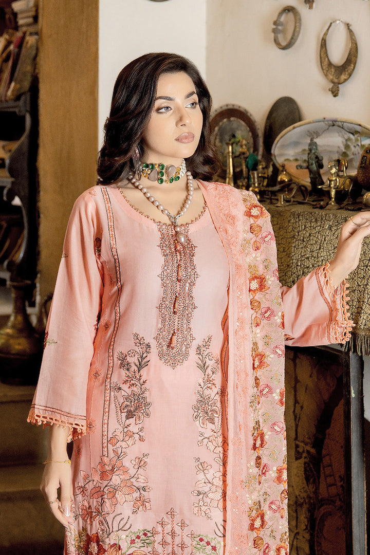 Peach Pure Georgette Designer Pakistani Salwar Kameez With Heavy Embroidered Dupatta 4