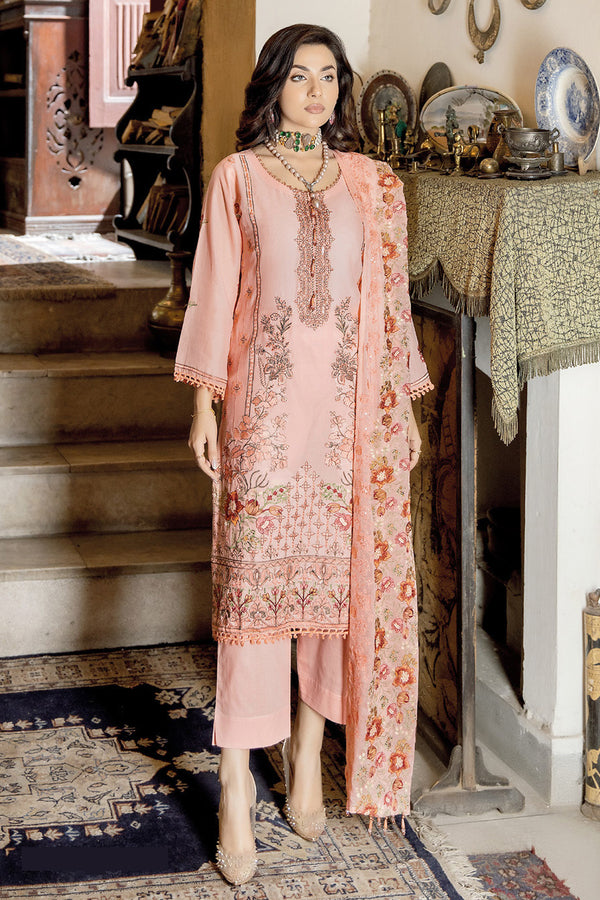 Peach Pure Georgette Designer Pakistani Salwar Kameez With Heavy Embroidered Dupatta 5