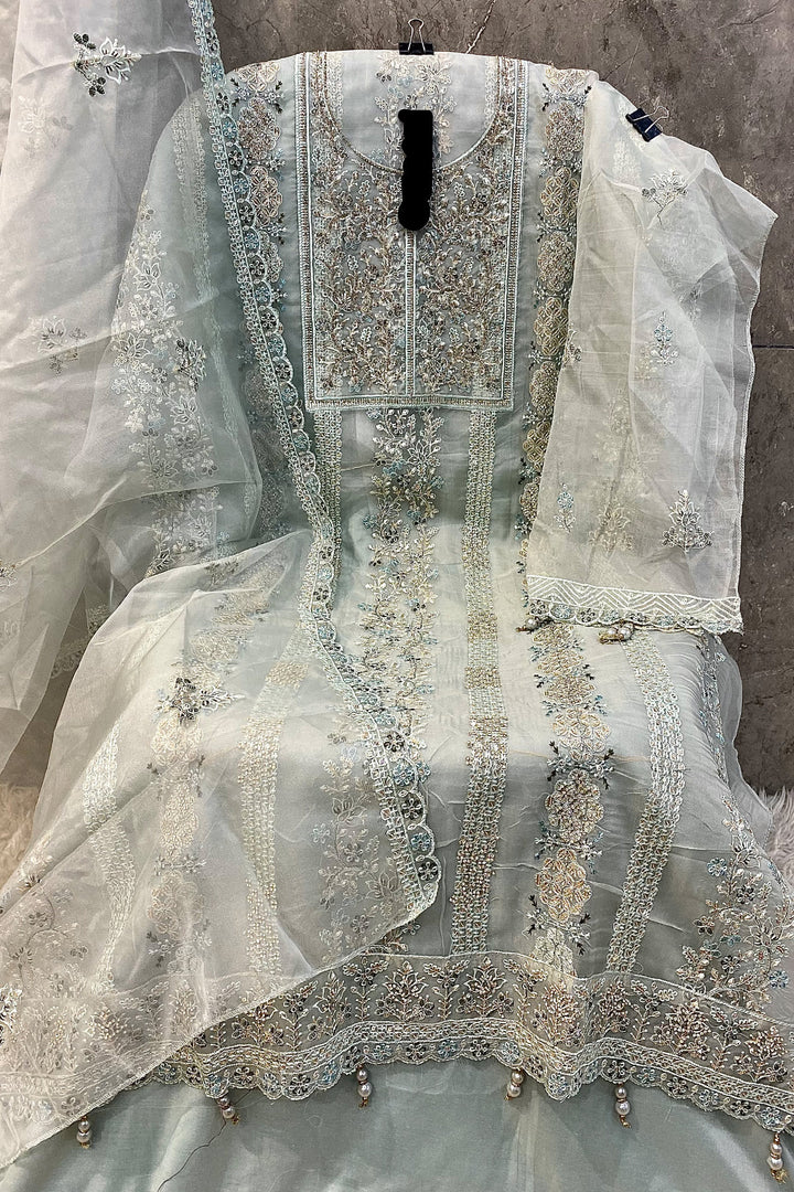 Pista Heavy Organza Pakistani Salwar Kameez With Designer Stone Work & Sequence Dupatta Work-2-8823-4caf-8f9a-f0c02a57e06e