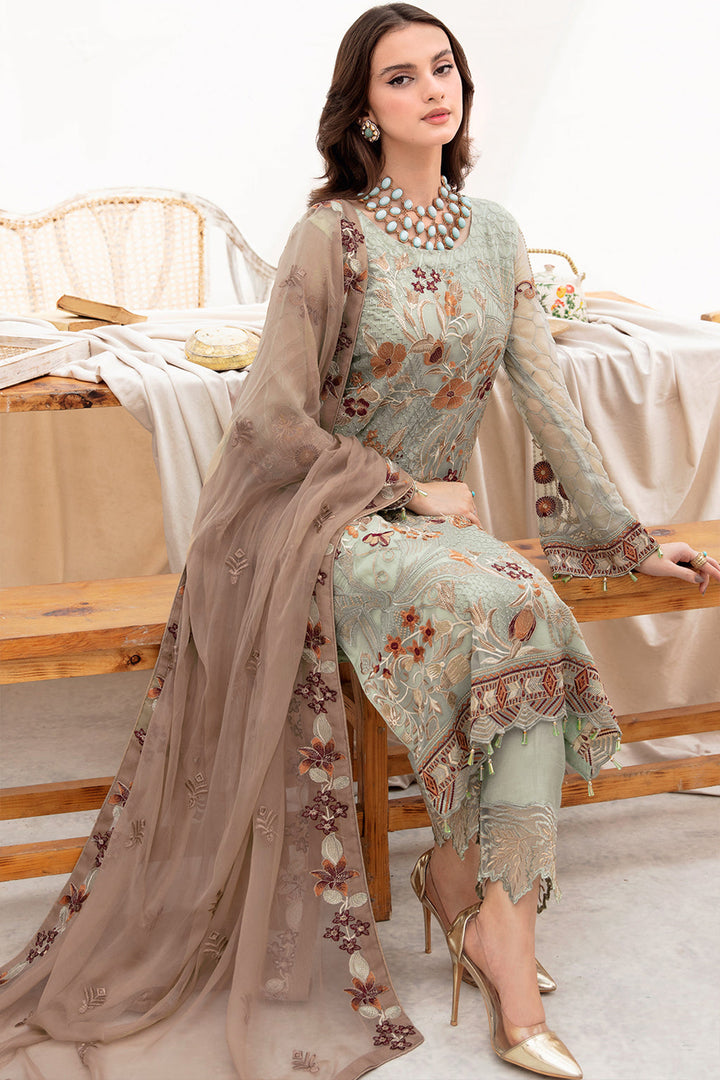 Pistachio Straight Pakistani Salwar Kameez With Beautiful Contrast Embroidery Dupatta