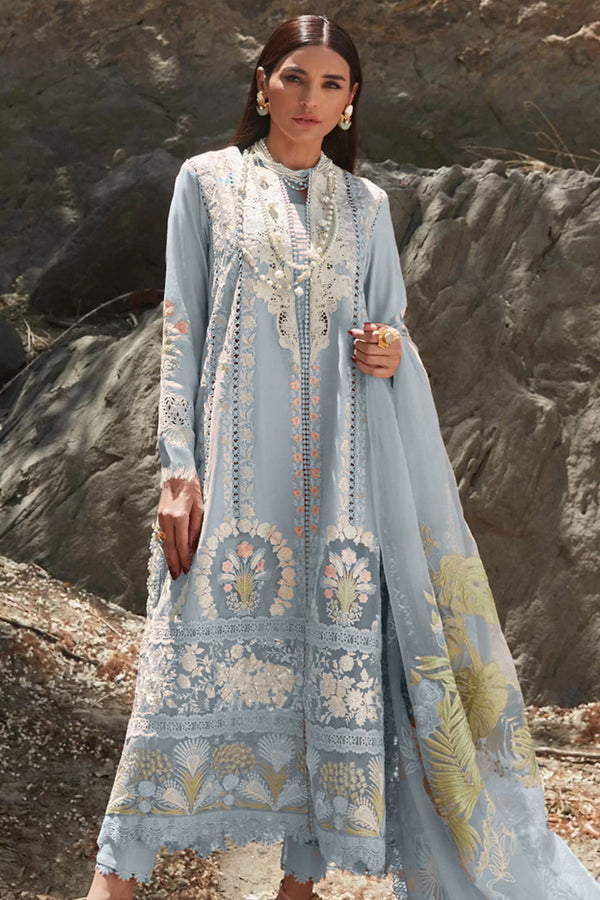 Pure Cotton Sky Blue Pakistani Salwar Kameez With Digital Printed Dupatta