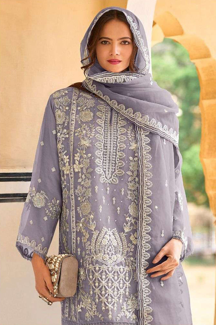 Purple Embroidered Pakistani Salwar Kameez Premium Organza With Attractive Dupatta Work-1