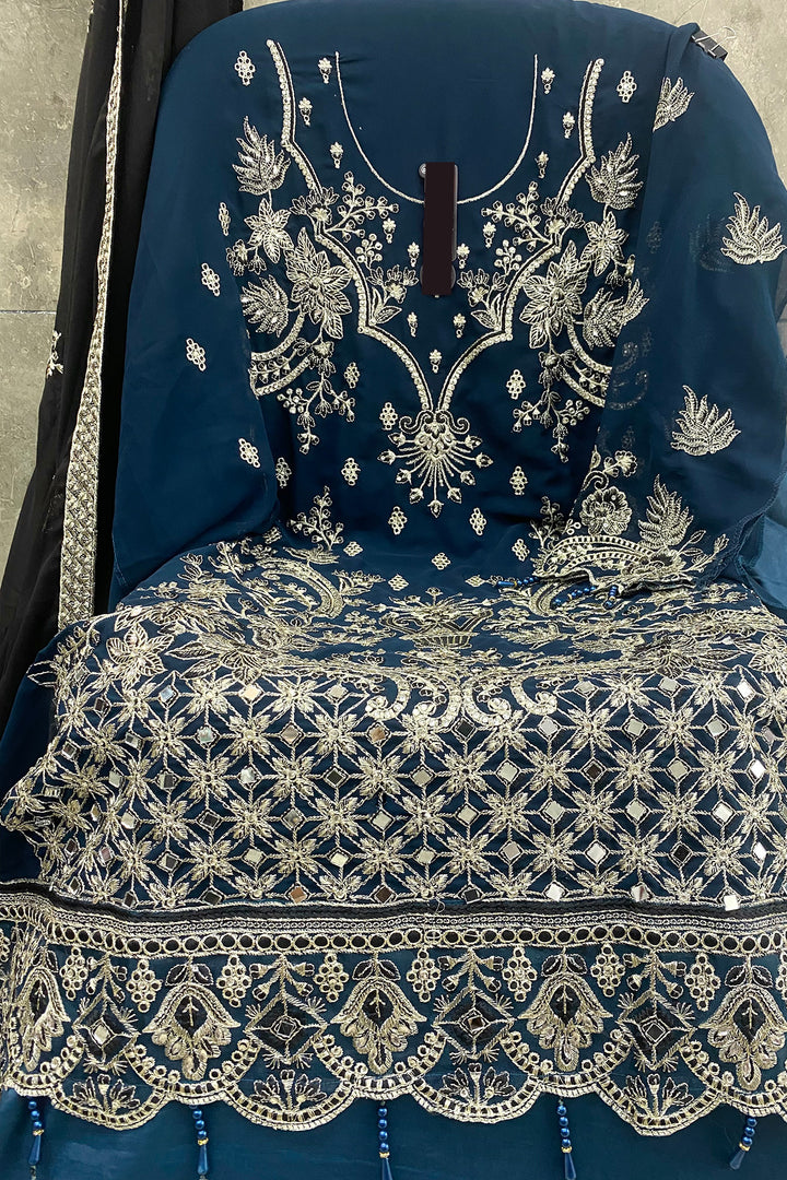 Rama Embroidered Pakistani Salwar Kameez Mirror Work-3