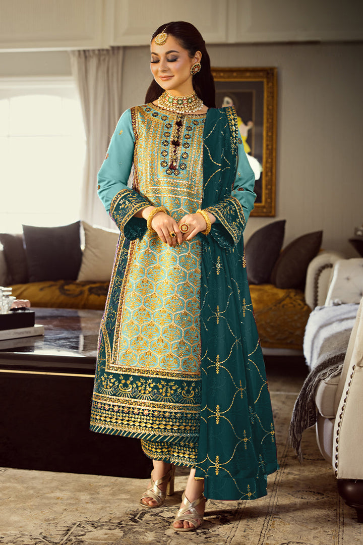 Sky Blue Georgette Pakistani Style Salwar Kameez With Beautiful Dupatta Work-4