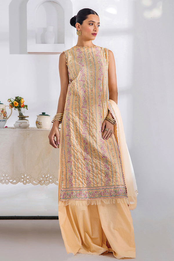 Stunning Peach Cotton Pakistani Salwar Kameez With Beautiful Naznin Dupatta