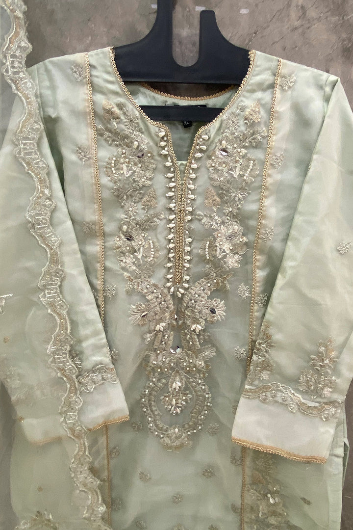 Summer Special Organza Pista Ready To Wear Pakistani Tunic Style With Lovely Dupatta Work