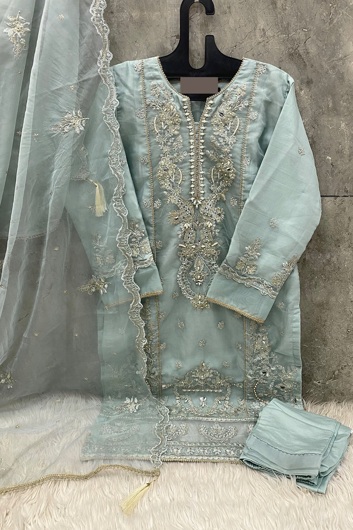 Summer Special Organza Rama Ready To Wear Pakistani Tunic Style With Lovely Dupatta Work1