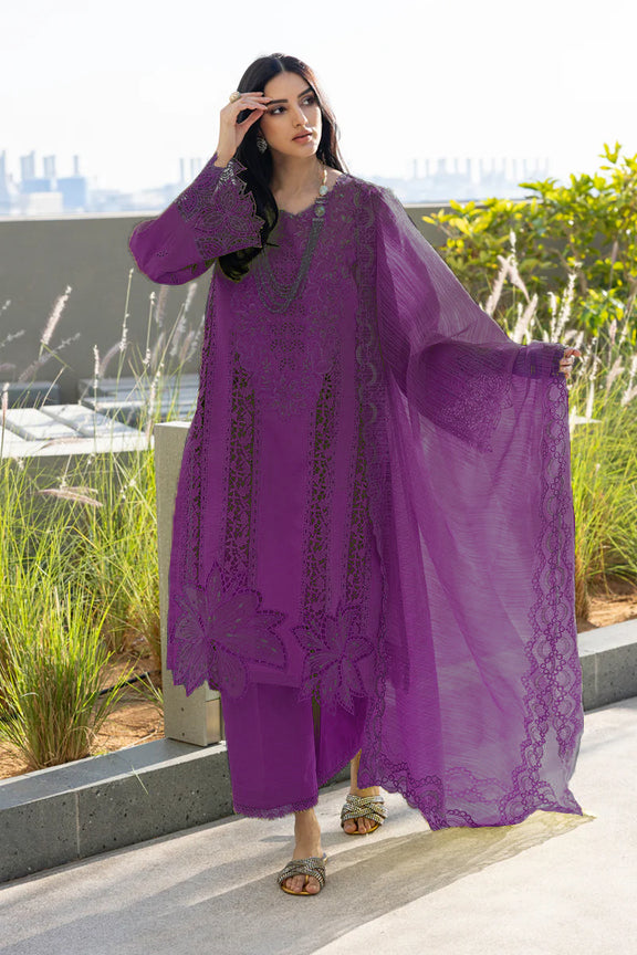 Dark Wine Embroidered Pakistani Salwar Kameez With Beautiful Imported Chex Dupatta