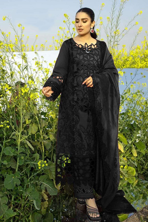 Premium Cotton Black Embroidered Pakistani Salwar Kameez With Imported Silk Chex Dupatta