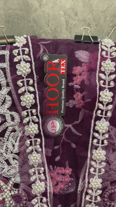 Wine Color Pakistani Salwar Kameez With Heavy Embroidery & Frill Work Dupatta