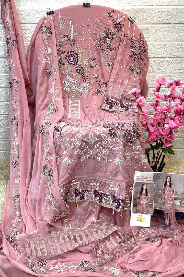 Dusty Pink pakistani Suit With Heavy Work Dupatta 1