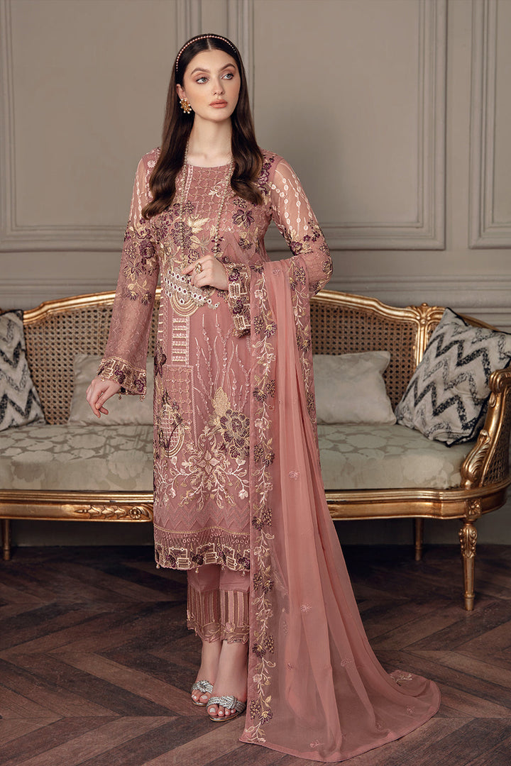 Dusty Pink pakistani Suit With Heavy Work Dupatta 5