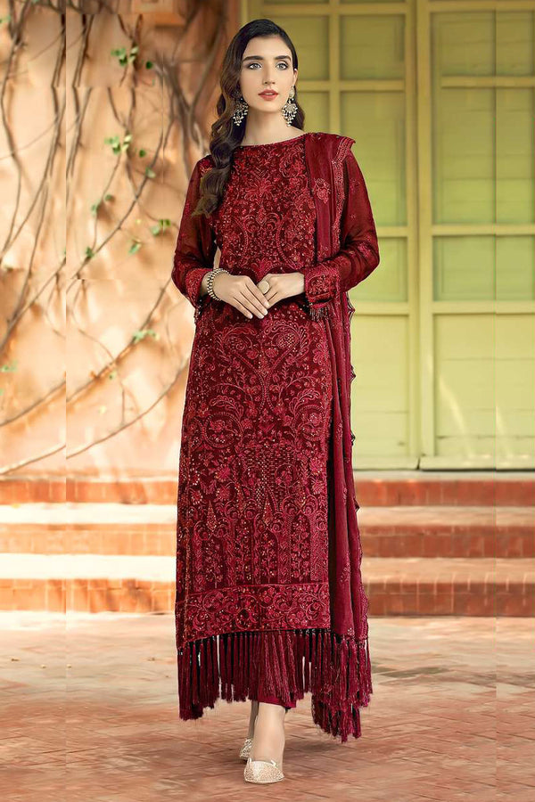 Red Pakistani Style Salwar Suit With Dupatta Work 2