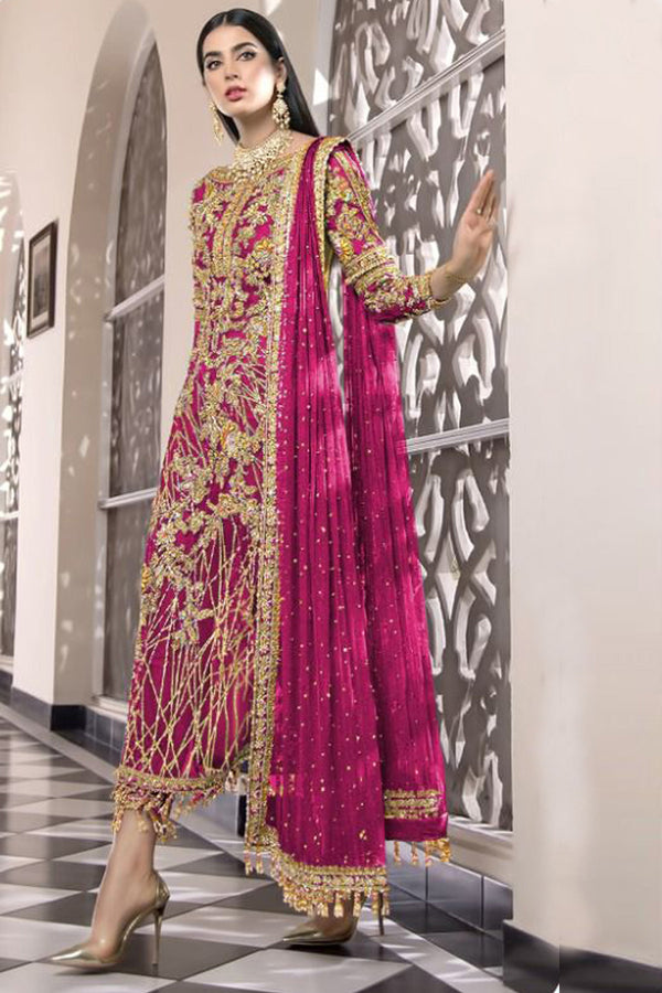 Dark Pink pakistani Designer Salwar Suit With Work Dupatta Media